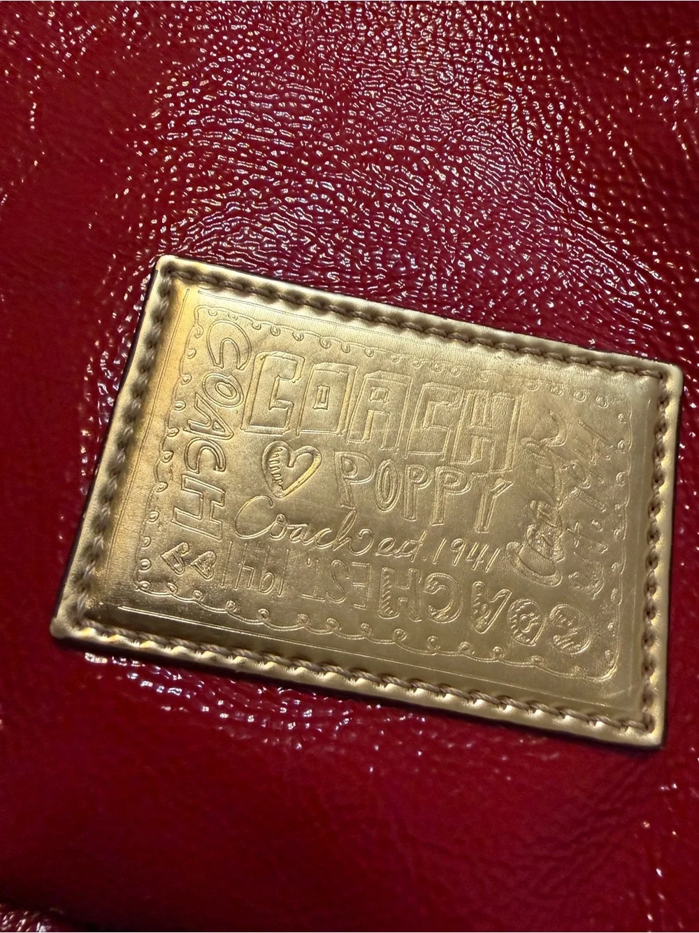 Coach Red Poppy Glam Double Pocket Hobo with Gold Hardware Y2K